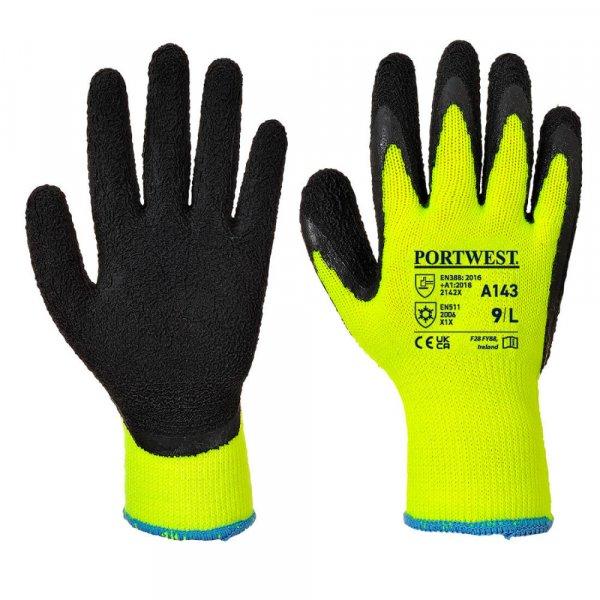 Portwest A143 Thermal soft grip kesztyű sárga/fekete M-XL