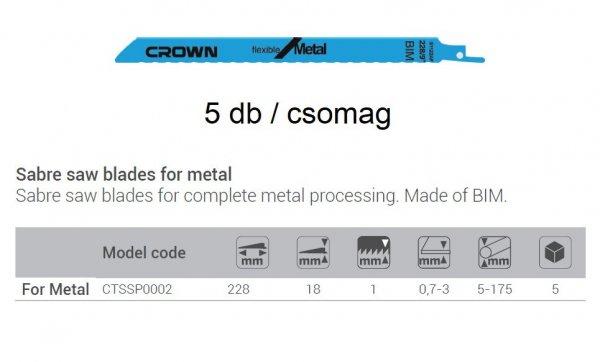 Szablyafűrészlap 228 mm, fémhez (5db/csomag)
