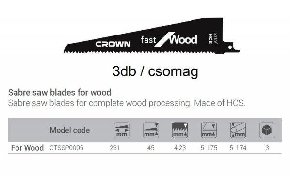 Szablyafűrészlap 231 mm, fához (3db/csomag)