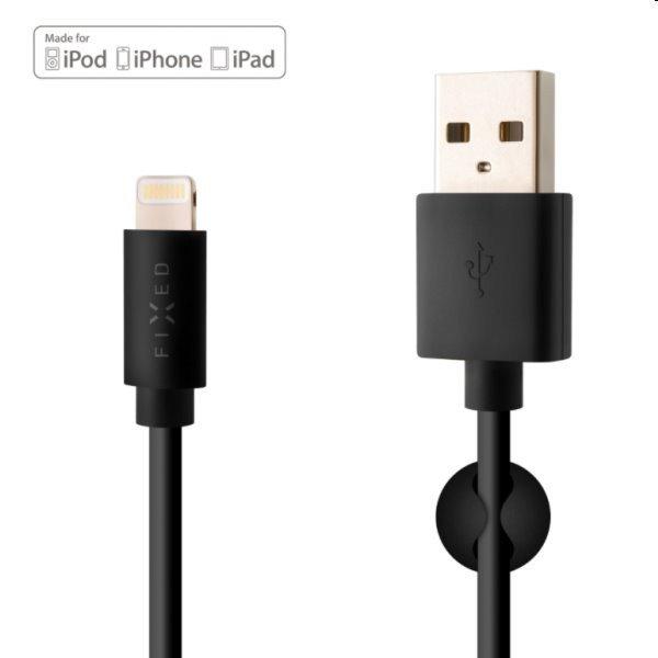 FIXED Adat- és töltőkábel USB/Lightning MFI, 2 m, fekete