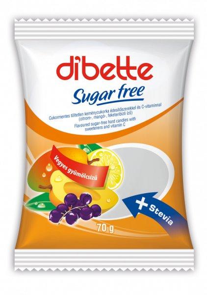 Dibette cukormentes vegyes gyümölcs ízű cukorka édesítőszerekkel 70 g