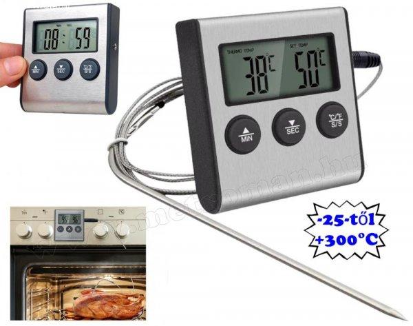 Digitális LCD hőmérő műszer és hőmérséklet riasztó -25 - + 300 °C
M7174