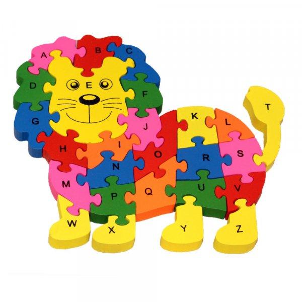 Fa oktató puzzle oroszlán