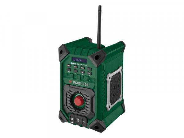 ParkSide PRFMA 20-Li A1 SOLO 12V / 20V 2 x 3.5W akkus építkezési rádió,
akkumulátoros hordozható Bluetooth hangszóró AUX / FM - AM rádió