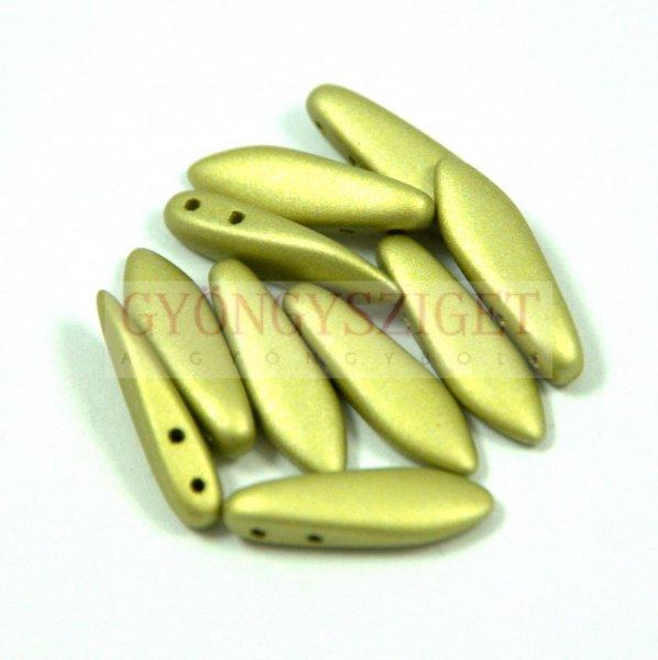 Lándzsa (szirom) cseh préselt üveggyöngy két lyukkal - polichrome golden
olive -5x16mm