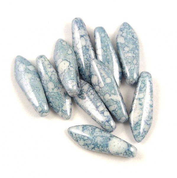 Lándzsa (szirom) cseh préselt üveggyöngy két lyukkal - Chalk White Blue
Travertine - 5x16mm