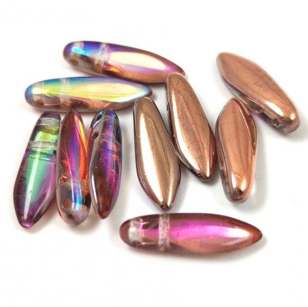 Lándzsa (szirom) cseh préselt üveggyöngy két lyukkal - Crystal Copper
Rainbow - 5x16mm