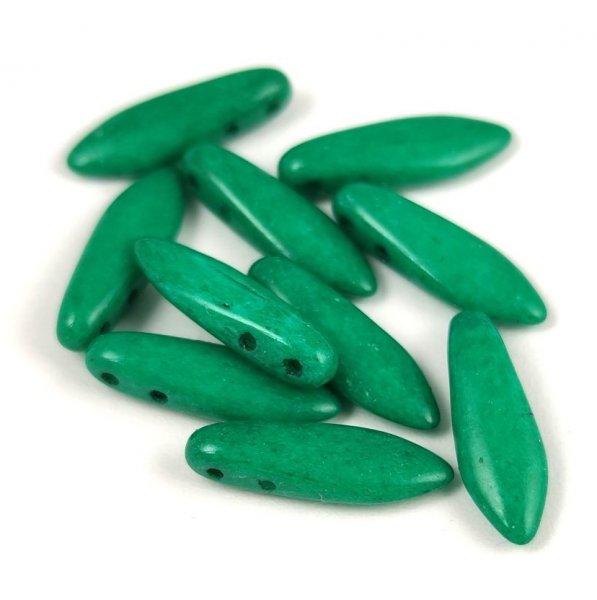 Lándzsa (szirom) cseh préselt üveggyöngy két lyukkal - Alabaster Vivid Sea
Green - 5x16mm