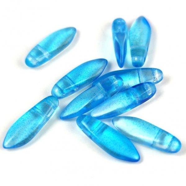 Lándzsa (szirom) cseh préselt üveggyöngy két lyukkal - Crystal Aqua Blend -
5x16mm