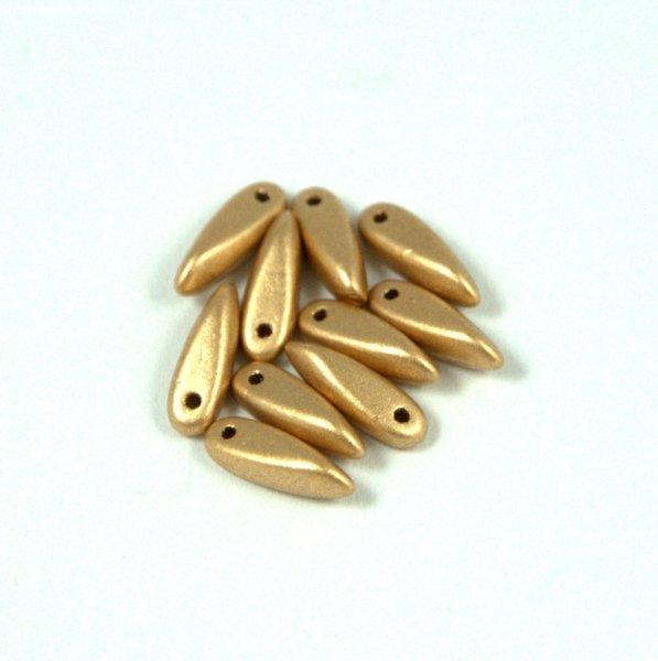 Lándzsa (szirom) cseh préselt üveggyöngy - aztec gold - 3x11mm