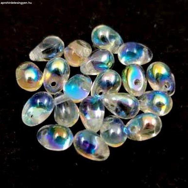 Cseh préselt csepp gyöngy - crystal opal rainbow - 6x4 mm