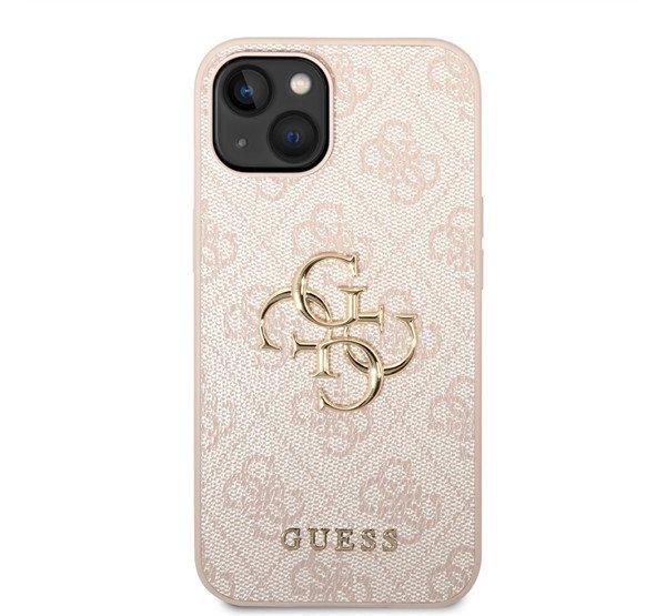 Guess PU 4G Metal Logo Apple iPhone 14 Plus hátlap tok, rózsaszín