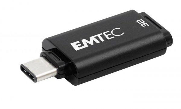 Pendrive, 32GB, USB-C 3.2, EMTEC "D400 Type-C", fekete