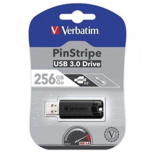 Pen Drive 256GB Verbatim PinStripe USB 3.0 fekete (49320)
