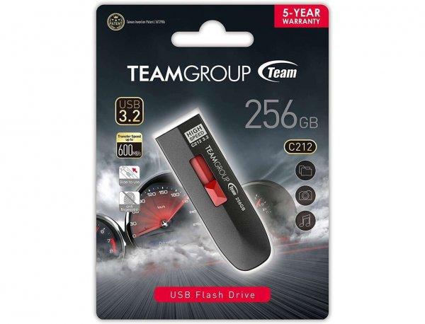 TeamGroup 256GB C212 USB 3.2 Gen 2 Type A Pendrive - Fekete