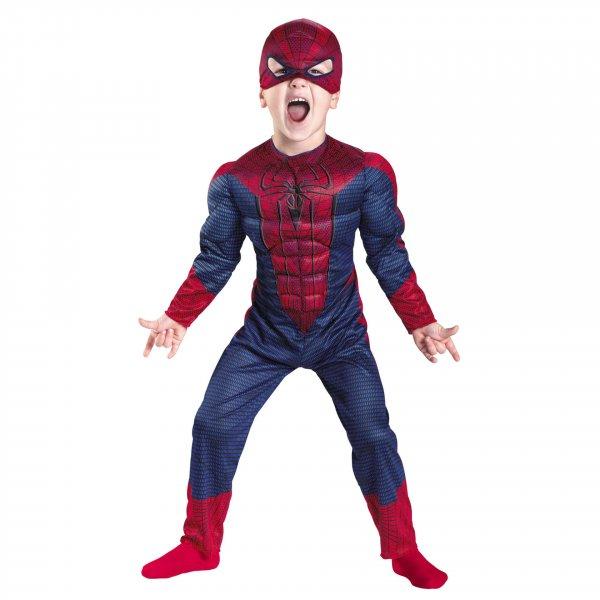 Pókember jelmez készlet izmokkal, 7-9 évig, 2 lövő és LED műanyag maszk,
piros