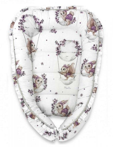 Baby Shop babafészek 55x75 cm - Holdas nyuszi lila