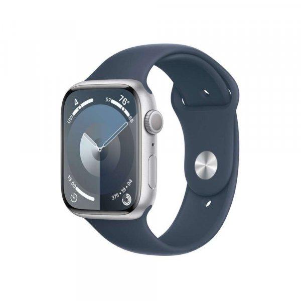 Apple Watch Series 9 GPS (45mm) Okosóra - Ezüst Aluminiumtok Sötétkék
Sportszíjjal