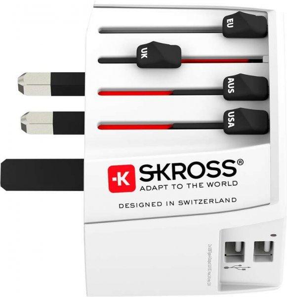 Skross World MUV USB 2xA Utazó adapter