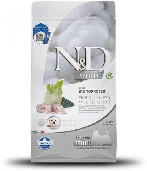 N&D White Dog Adult Mini tengeri sügér, spirulina & édeskömény (2 x 2 kg) 4
kg