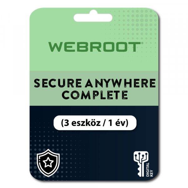 Webroot SecureAnywhere Complete (3 eszköz / 1 év) (Elektronikus licenc) 