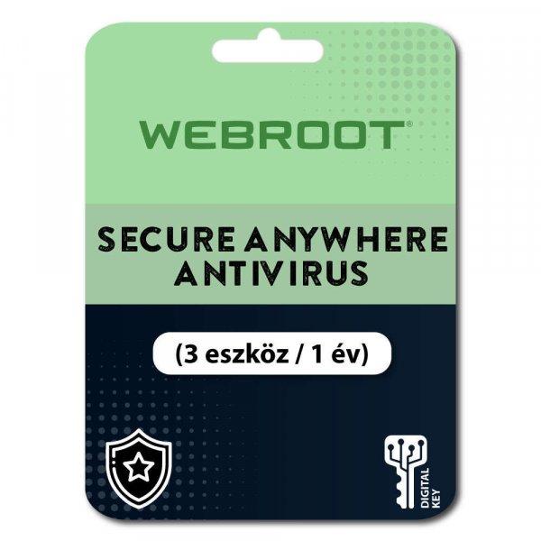 Webroot SecureAnywhere AntiVirus (EU) (3 eszköz / 1 év) (Elektronikus licenc) 
