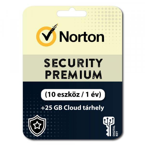Norton Security Premium + 25 GB Cloud tárhely (10 eszköz / 1 év)
(Elektronikus licenc) 
