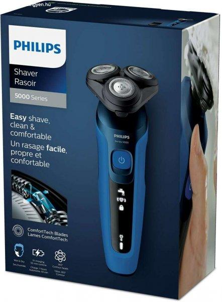 Philips SHAVER Series 5000 S5466/17, 3 Penge, 50 Perc Üzemidő, Vezeték
Nélküli, Fekete-Kék elektromos borotva