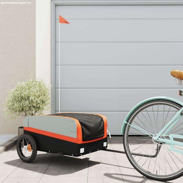 vidaXL fekete-narancssárga teherszállító kerékpár utánfutó 30 kg