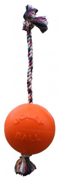 Jolly Pets Romp-n-Roll  labda kötéllel 15cm narancsszínű vanília illatú
kutyajáték