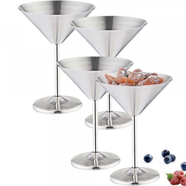 Quasar & Co.®, 4 martini pohár készlet, rozsdamentes acél, magasság 16 cm,
250 ml, ezüst