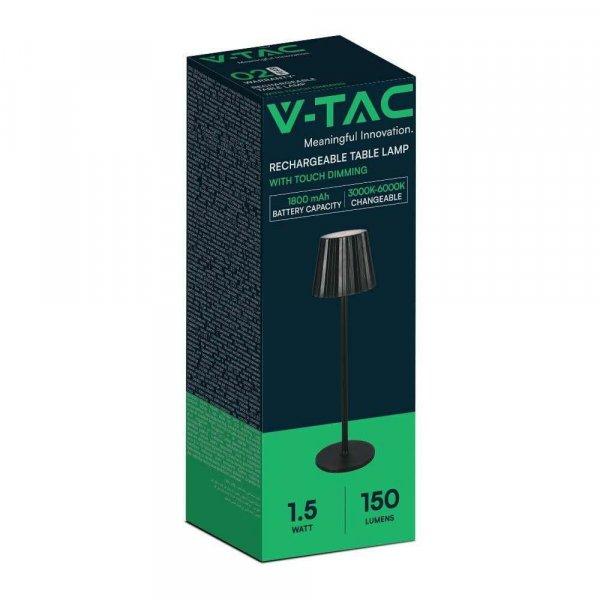 V-TAC 1.5W fekete, érintéssel vezérelhető akkumulátoros LED lámpa, CCT -
SKU 10325