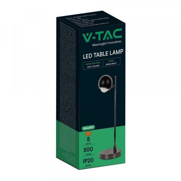 V-TAC 5W asztali gömbfejű lámpa, fekete házzal, meleg fehér, 100 lm/W - SKU
10345
