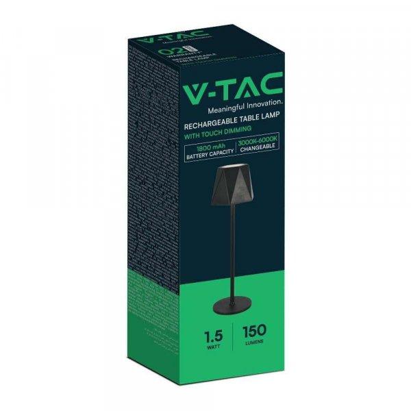 V-TAC 1.5W fekete, érintéssel vezérelhető akkumulátoros LED lámpa, CCT -
SKU 10330