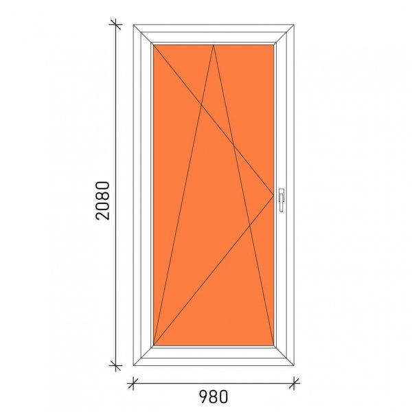 100×210 Bukó-nyíló erkélyajtó 3 rétegű üveggel