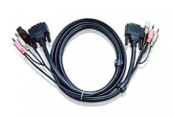 ATEN USB DVI-I Single Link KVM Kábel 3m Fekete 2L-7D03UI