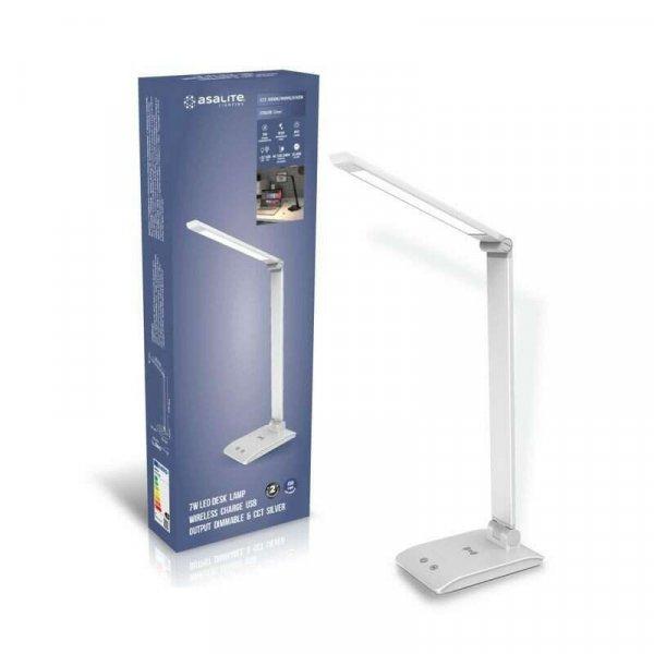 Asalite LED Asztali Lámpa dimmerelhetõ 7W (450 lumen) CCT Wireless USB ezüst
Asztali LED lámpa