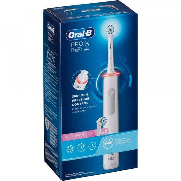Oral-B Pro 3 3000, Felnőtt, Forgó-oszcilláló, 45000 mozgás/perc,
Időzítő, Fehér elektromos fogkefe