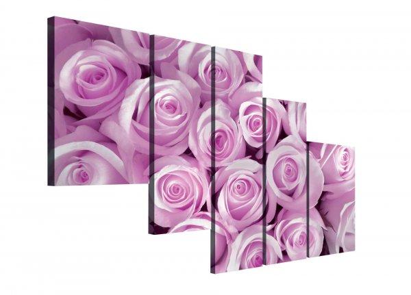 Vászonkép szett 5 darabos  Egy csokor rózsaszín rózsa