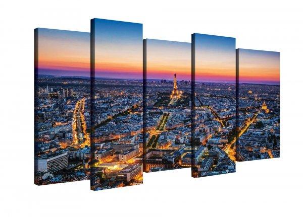 Vászonkép szett 5 darabos Napnyugta Párizs felett