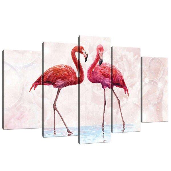 Vászonkép szett 5 darabos Flamingó 1