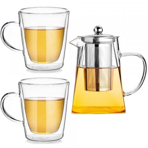 2 csésze teáskanna készlet, Quasar & Co.®, Tea Time, infúzióval, fedéllel
és 2 csésze duplafalú, 750 ml/2 x 250 ml, átlátszó