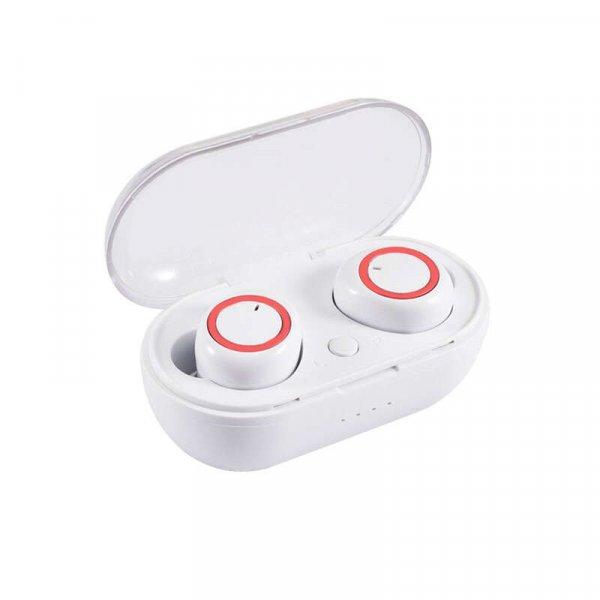 Bluetooth fülhallgató HD Voice hangzás TWS-C12 Power bank fehér-piros