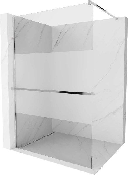 Mexen Kioto+ Walk-In Zuhanyfal    törölközö  tartóval  80 x 200 cm, 
átlátszó üveg/ szatén  8 mm, króm - 800-080-121-01-3 Walk-In Zuhanyfal