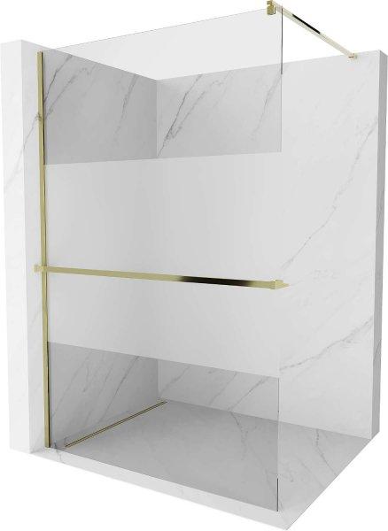 Mexen Kioto+ Walk-In Zuhanyfal    törölközö  tartóval  80 x 200 cm, 
átlátszó üveg/ szatén  8 mm,  arany  - 800-080-121-50-3 Walk-In Zuhanyfal