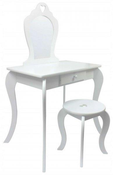 Elza gyermek fésülködőasztal készlet, fehér, tükörrel és lábtartóval,
71x50x108 cm
