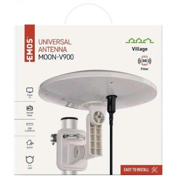 EMOS Univerzális antenna VILLAGE MOON–V900, DVB-T2, FM, DAB, LTE/4G/5G
szűrő J0803