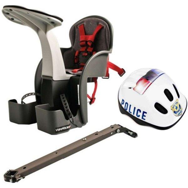 Gyerek bicikliülés készlet, Központi rögzítési helyzet, 15 kg és
védősisak XS 44-48 Police, WeeRide, szürke