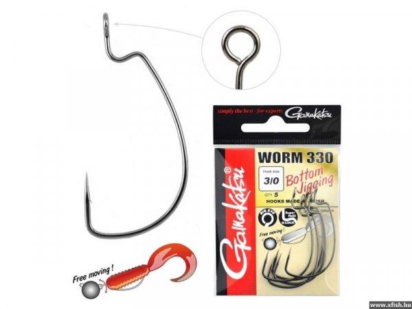 Gamakatsu Worm-330 Bottom Jigging 4/0-ás 5db/cs Rablóhalas Horog