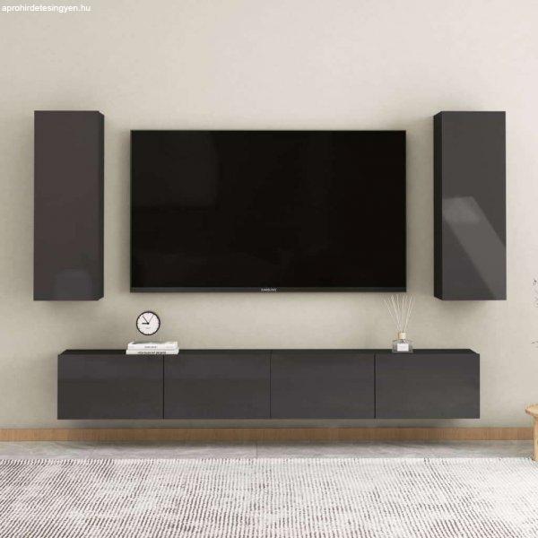 vidaXL magasfényű szürke forgácslap TV-szekrény 30,5 x 30 x 90 cm